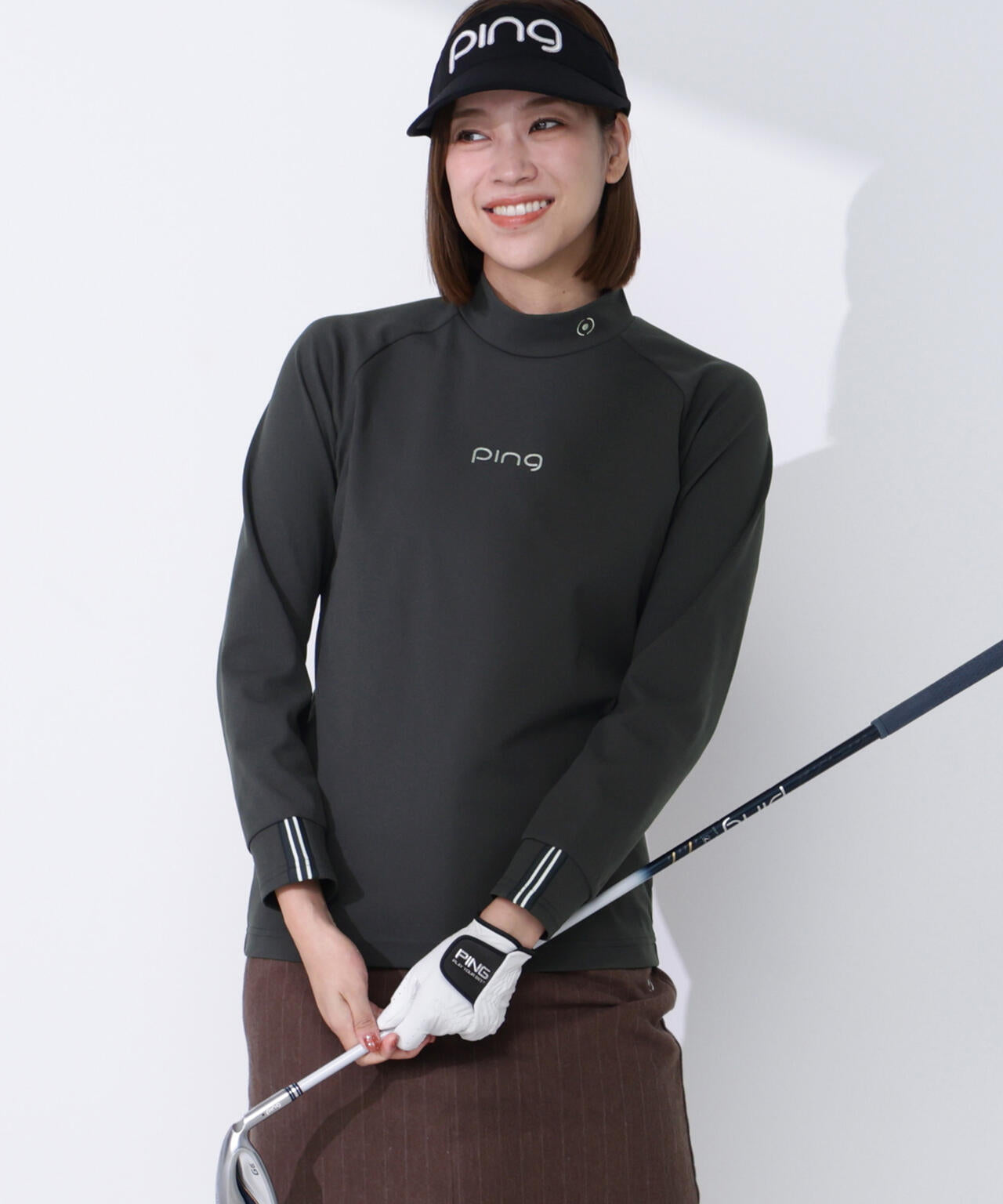 【PING APPAREL】サーモソーラー バックカノコ長袖ハイネックカットソー ＜GOLD＞ (LADIES)