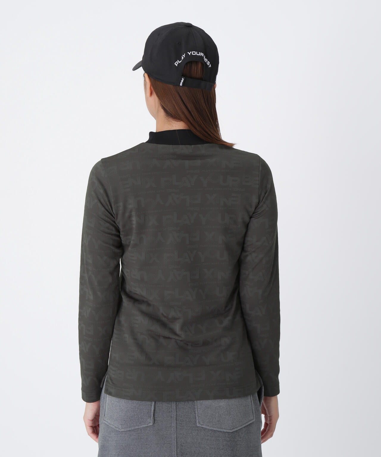 【PING APPAREL】凸凹PLAYロゴジャカード長袖ハイネックシャツ ＜LADIES LINE＞ (LADIES)