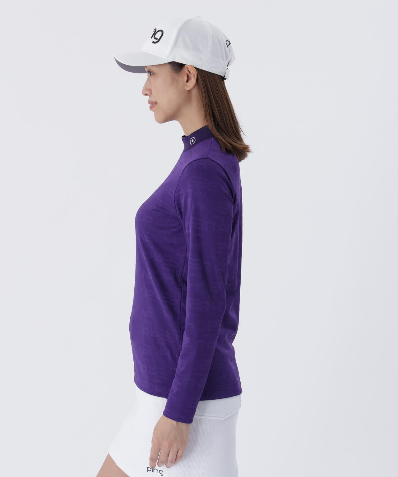 【PING APPAREL】凸凹PLAYロゴジャカード長袖ハイネックシャツ ＜LADIES LINE＞ (LADIES)