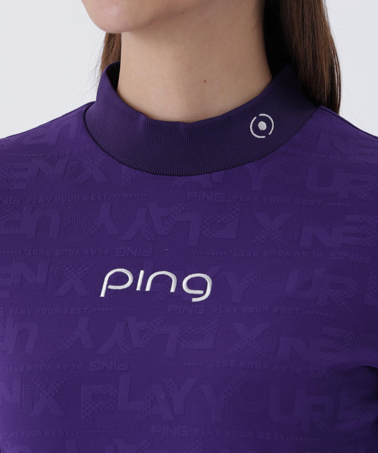 【PING APPAREL】凸凹PLAYロゴジャカード長袖ハイネックシャツ ＜LADIES LINE＞ (LADIES)