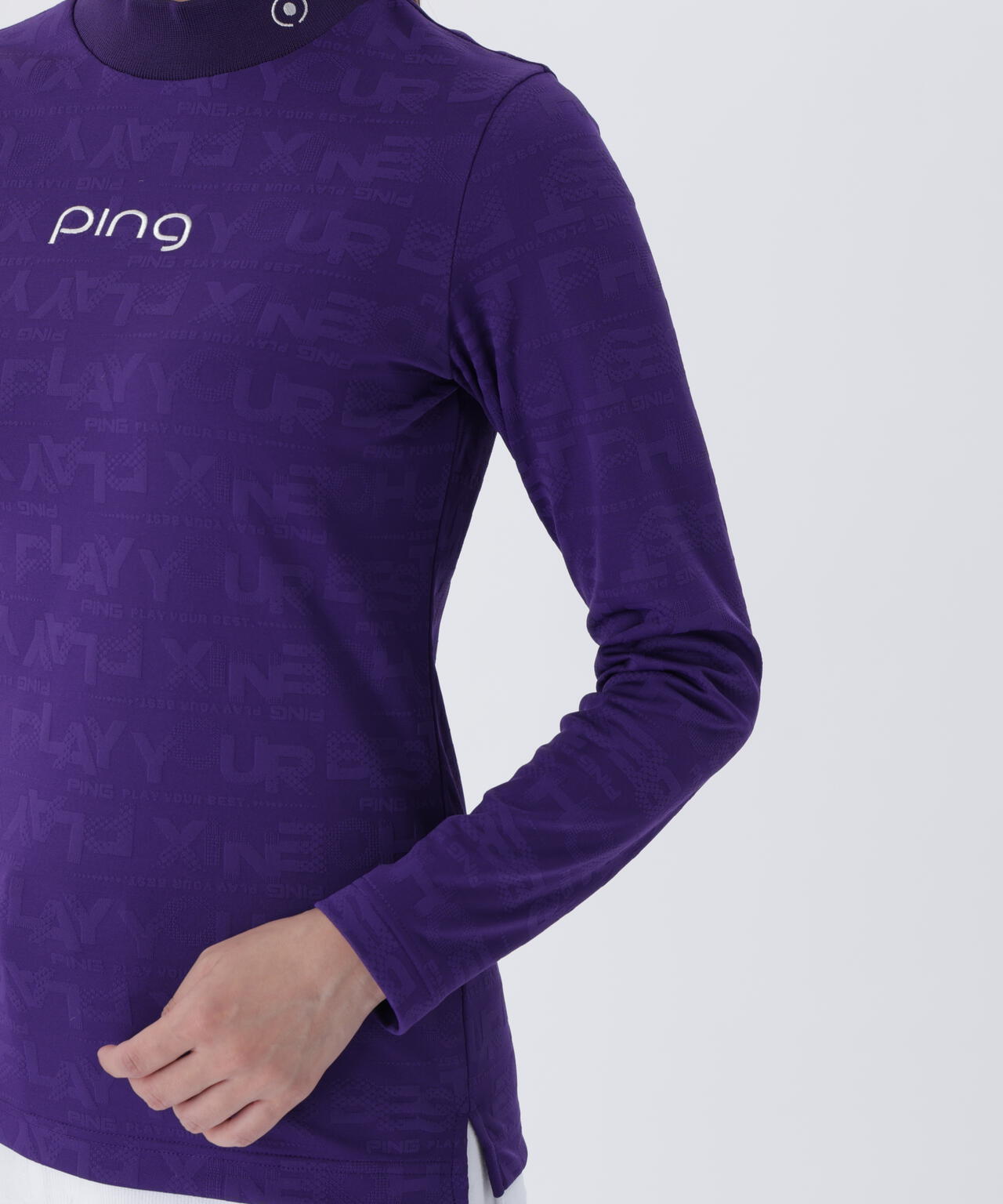 【PING APPAREL】凸凹PLAYロゴジャカード長袖ハイネックシャツ ＜LADIES LINE＞ (LADIES)