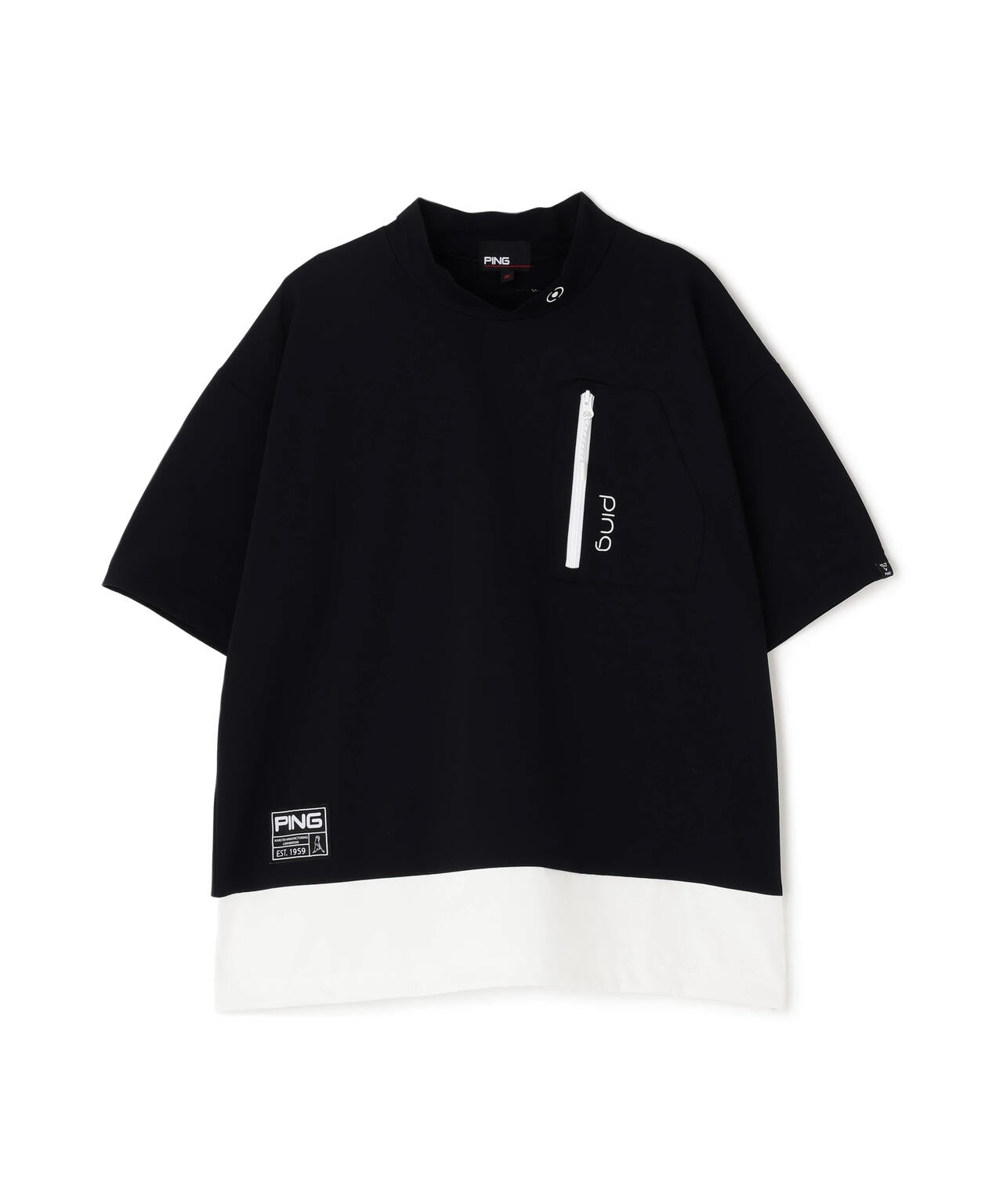 PING APPAREL】EPIXミニワッフルバイカラー半袖ハイネックシャツ