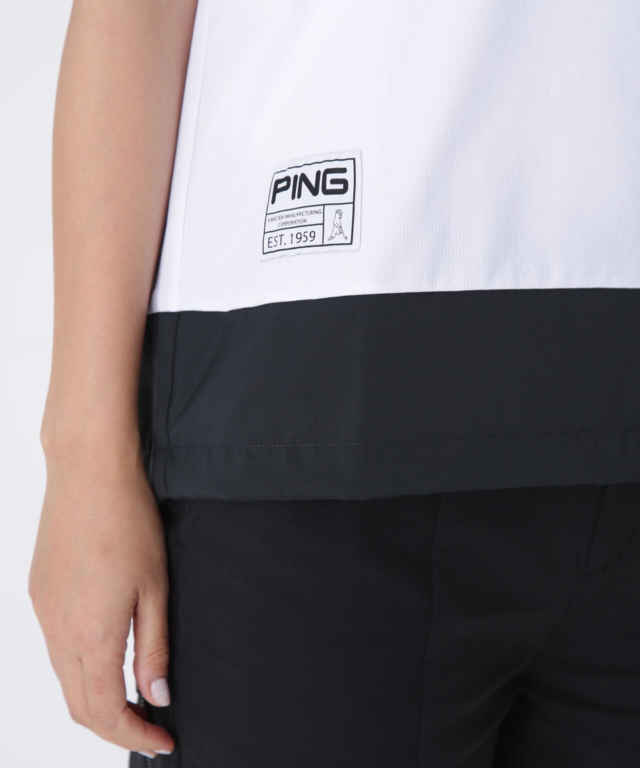 【PING APPAREL】EPIXミニワッフルバイカラー半袖ハイネックシャツ  ＜GOLD＞ (LADIES)