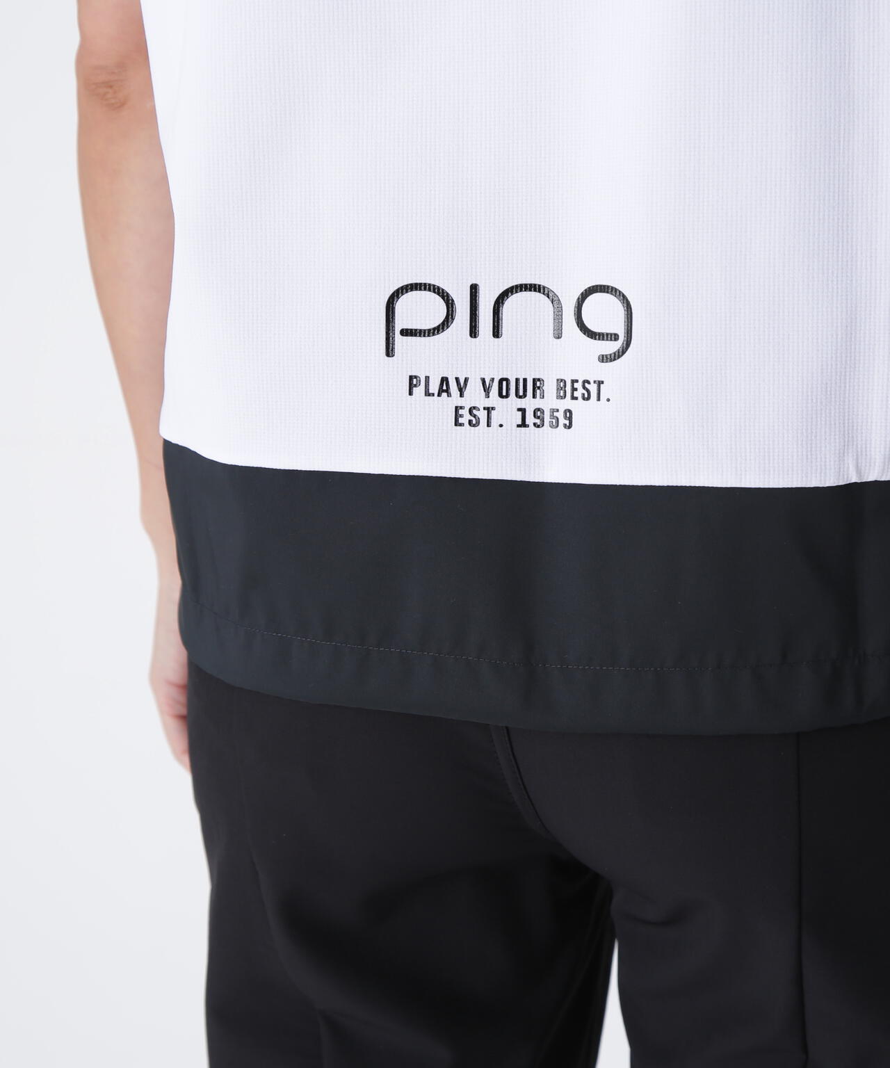 【PING APPAREL】EPIXミニワッフルバイカラー半袖ハイネックシャツ  ＜GOLD＞ (LADIES)