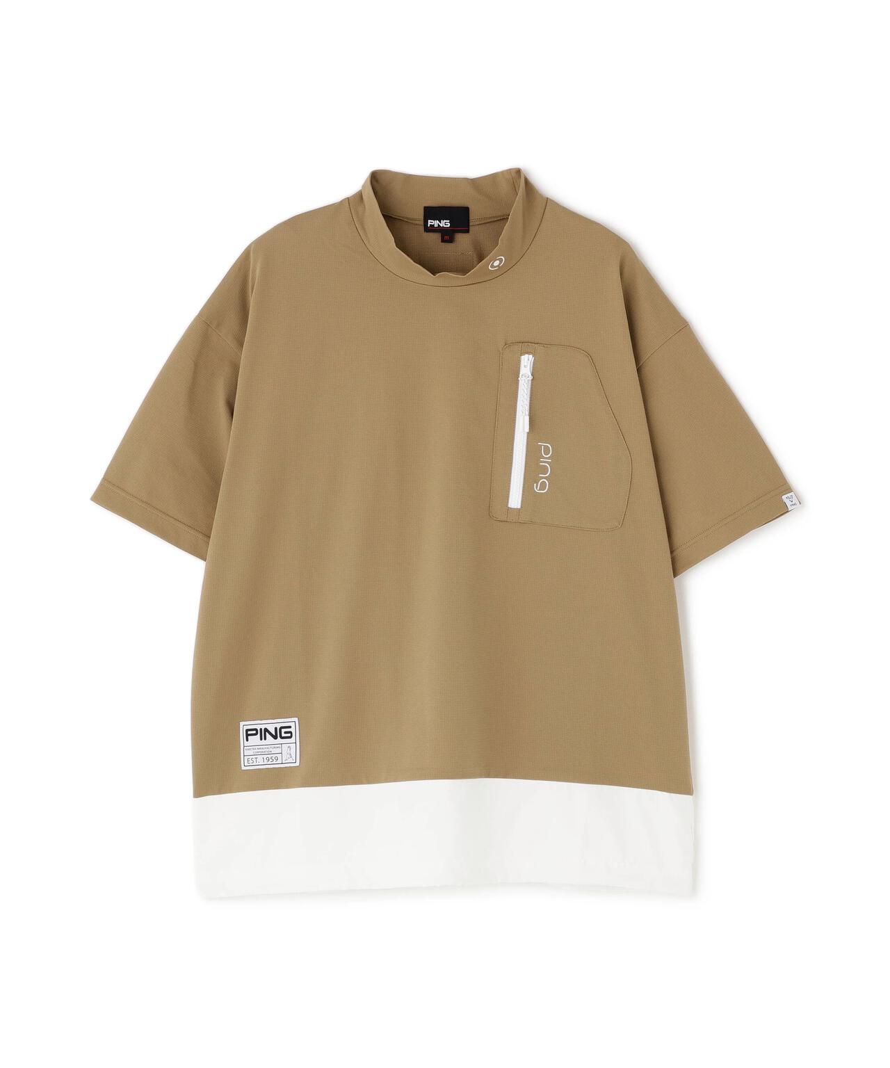 【PING APPAREL】EPIXミニワッフルバイカラー半袖ハイネックシャツ  ＜GOLD＞ (LADIES)