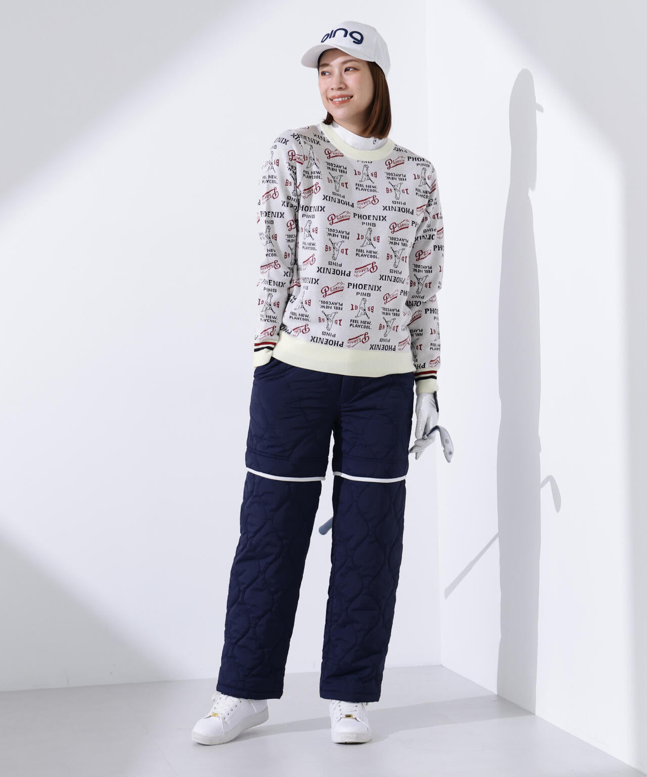 【PING APPAREL】ジャガード総柄クルーネックニットプルオーバー ＜LADIES LINE＞ (LADIES)