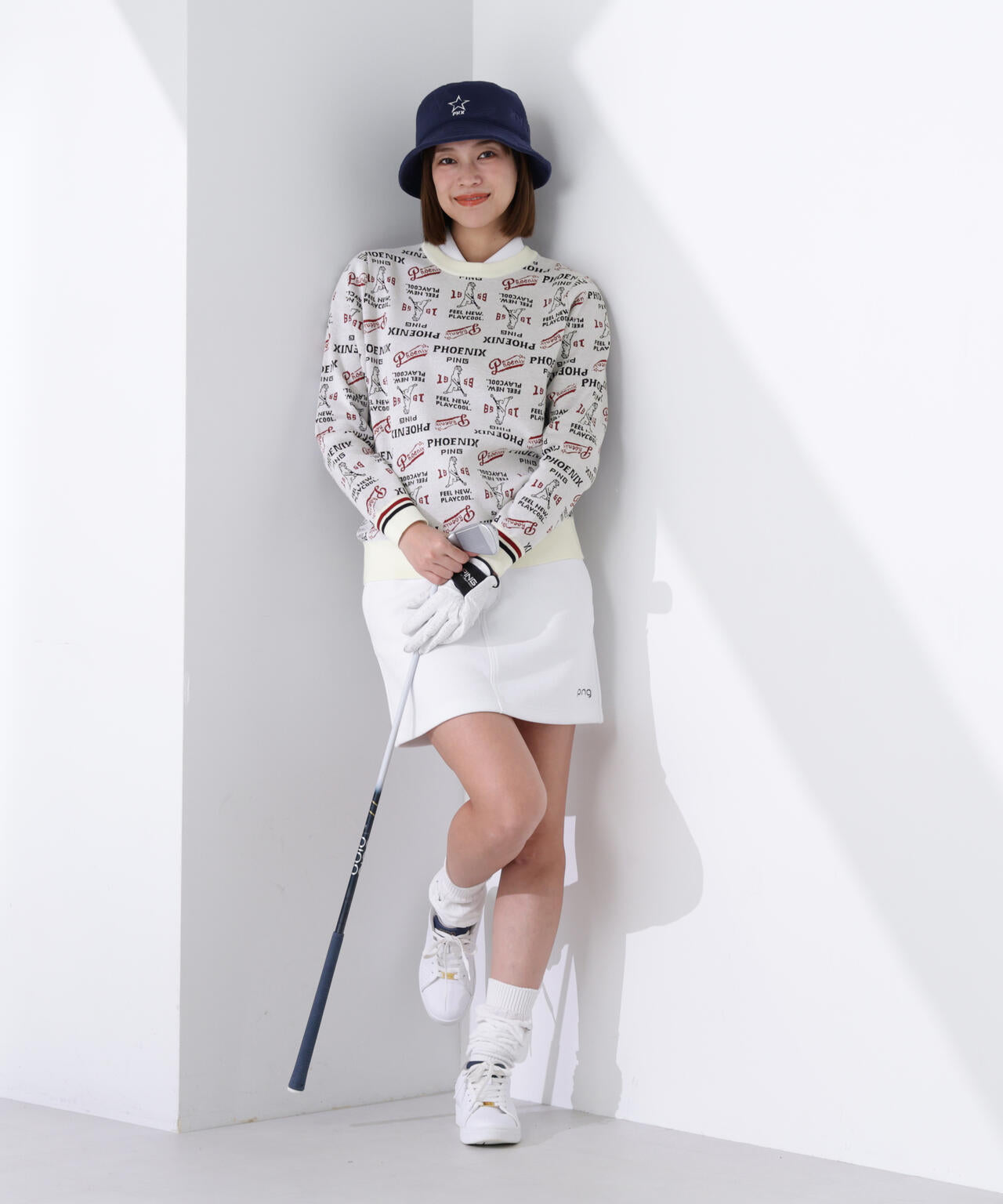 【PING APPAREL】ジャガード総柄クルーネックニットプルオーバー ＜LADIES LINE＞ (LADIES)