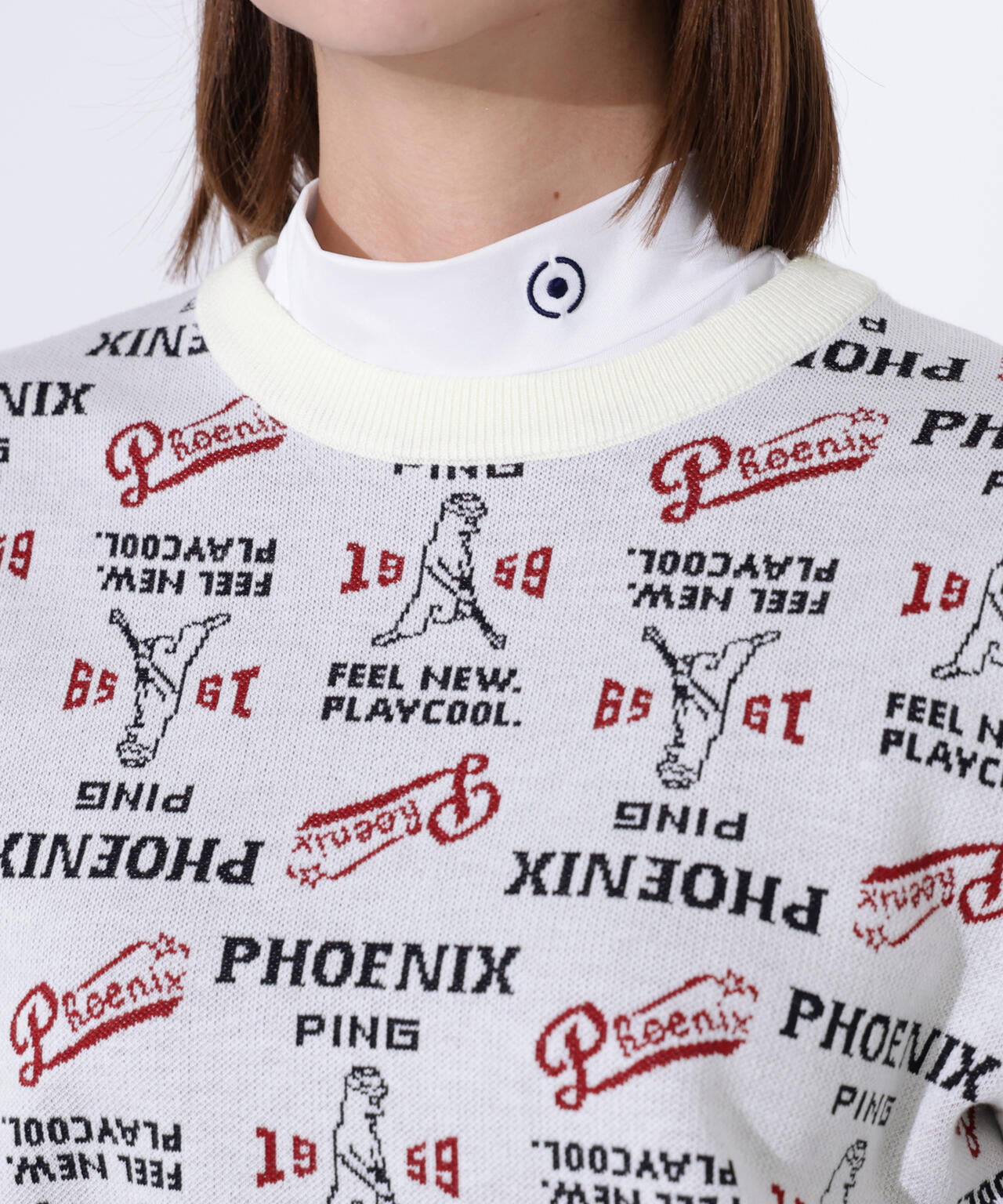 【PING APPAREL】ジャガード総柄クルーネックニットプルオーバー ＜LADIES LINE＞ (LADIES)