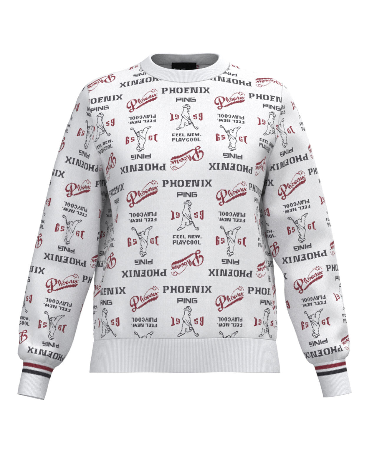 【PING APPAREL】ジャガード総柄クルーネックニットプルオーバー ＜LADIES LINE＞ (LADIES)