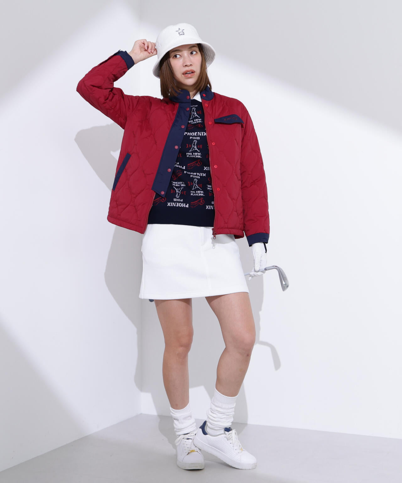 【PING APPAREL】ジャガード総柄クルーネックニットプルオーバー ＜LADIES LINE＞ (LADIES)
