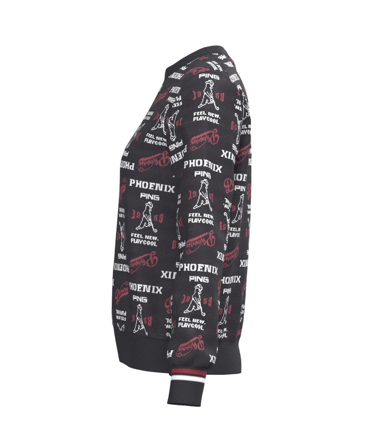 PING APPAREL】ジャガード総柄クルーネックニットプルオーバー