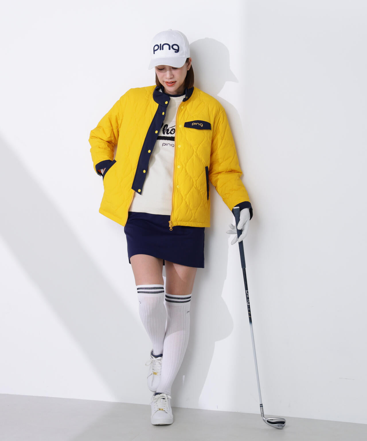 PING APPAREL】モールジャカードクルーネックニット ＜LADIES