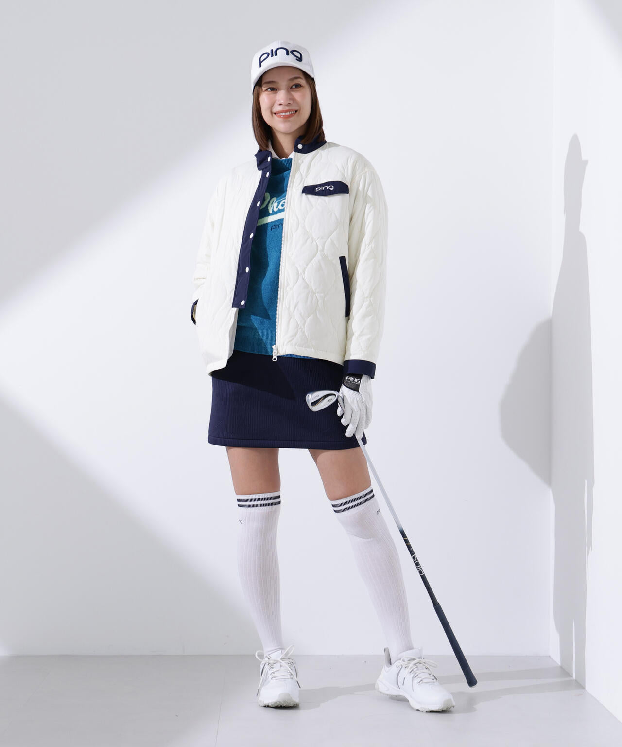 PING APPAREL】モールジャカードクルーネックニット ＜LADIES
