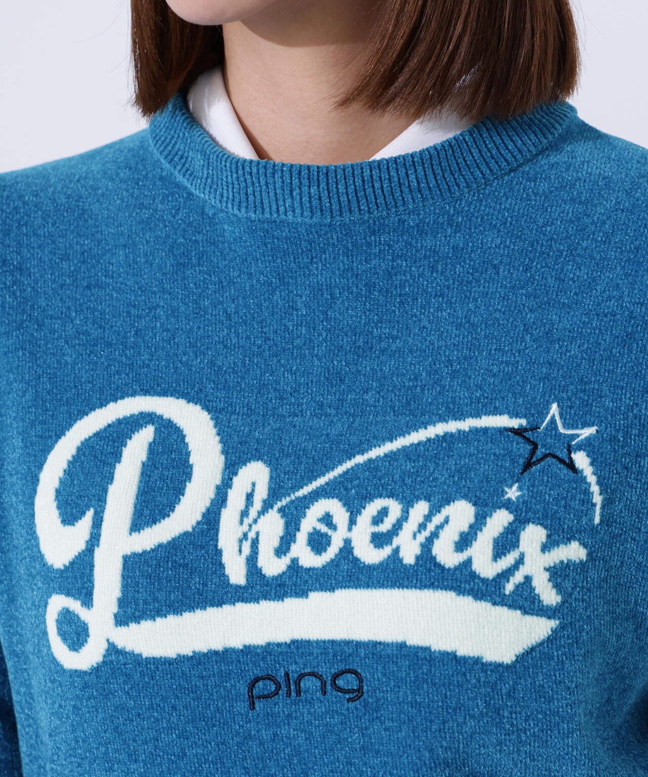 PING APPAREL】モールジャカードクルーネックニット ＜LADIES LINE