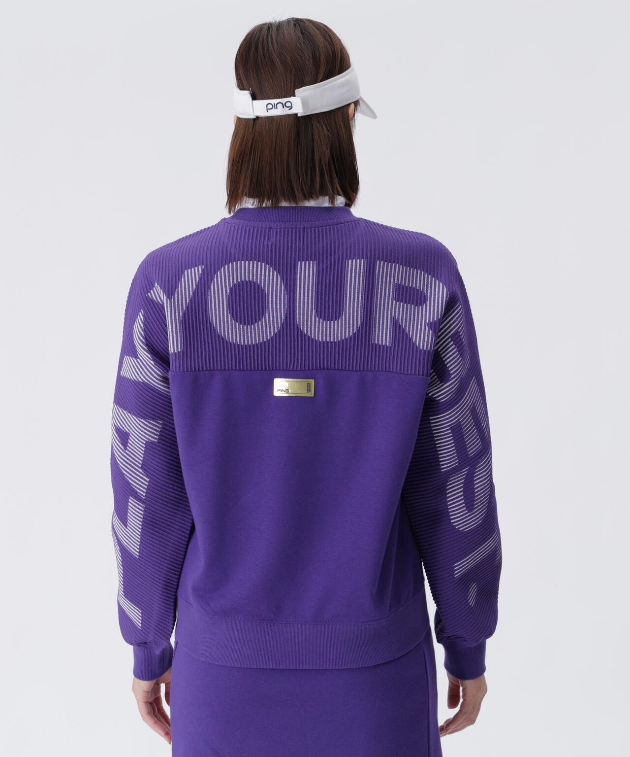 【PING APPAREL】ジャガードニット/カットソー リップルロゴクルーネックニット ＜GOLD＞ (LADIES)