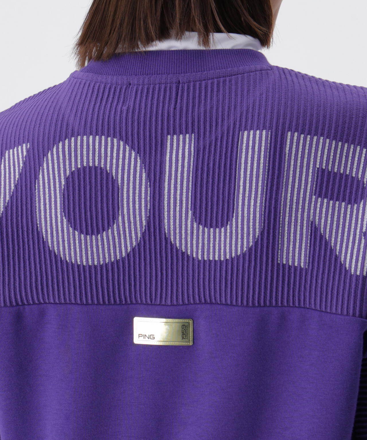 【PING APPAREL】ジャガードニット/カットソー リップルロゴクルーネックニット ＜GOLD＞ (LADIES)