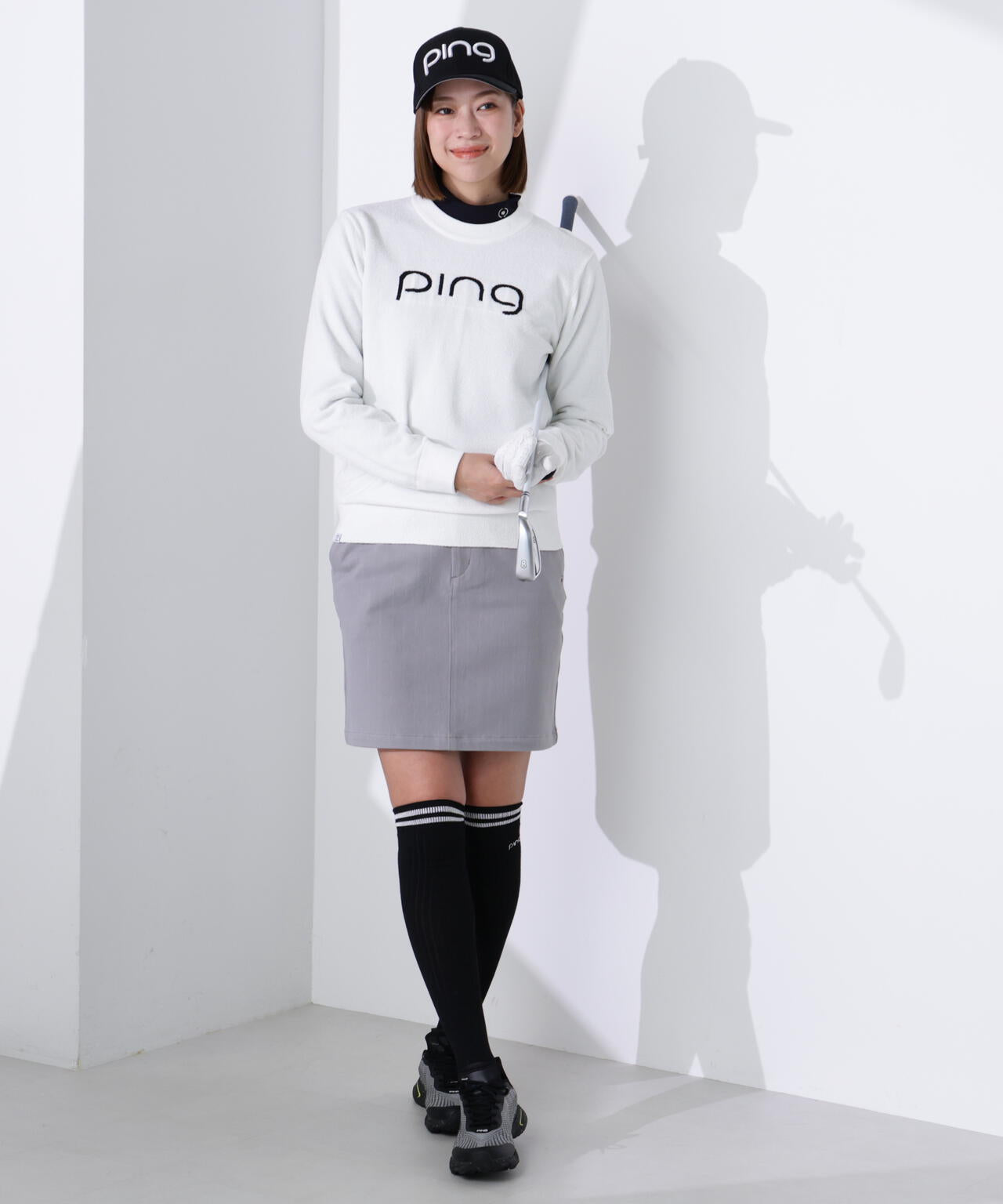 PING APPAREL】pingジャカード モールニットクルーネックニットプル
