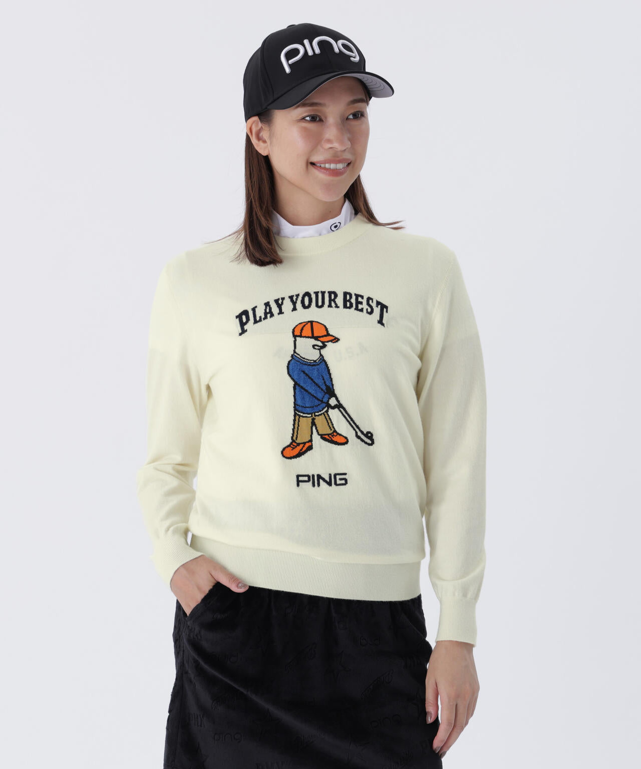 PING APPAREL】Mr.PINGジャカードクルーネックニットプルオーバー