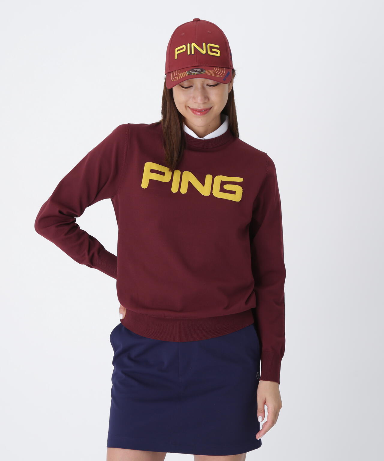 【PING APPAREL】10カラークルーネックニットプルオーバー ＜LADIES LINE＞ (LADIES)