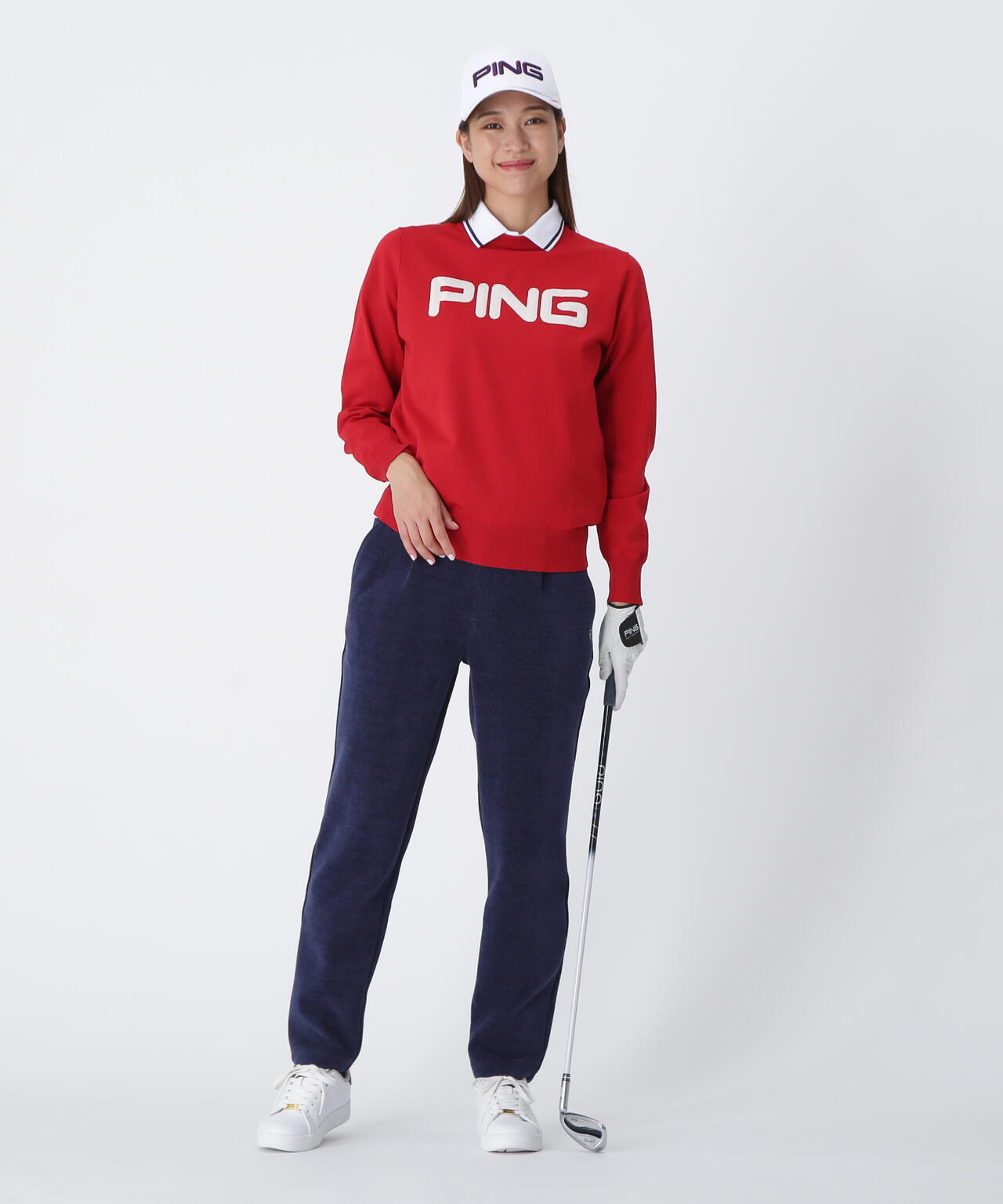 【PING APPAREL】10カラークルーネックニットプルオーバー ＜LADIES LINE＞ (LADIES)
