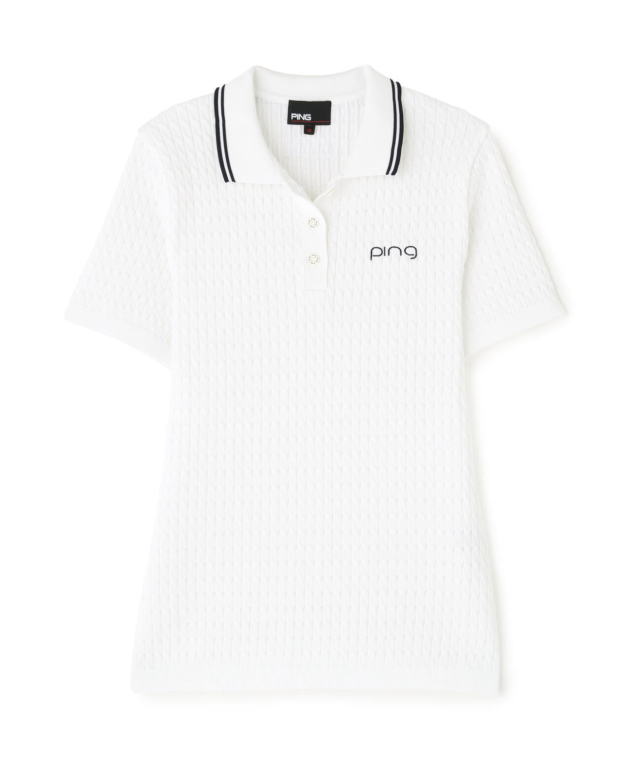 【PING APPAREL】ケーブル半袖ポロニット ＜GOLD＞ (LADIES)