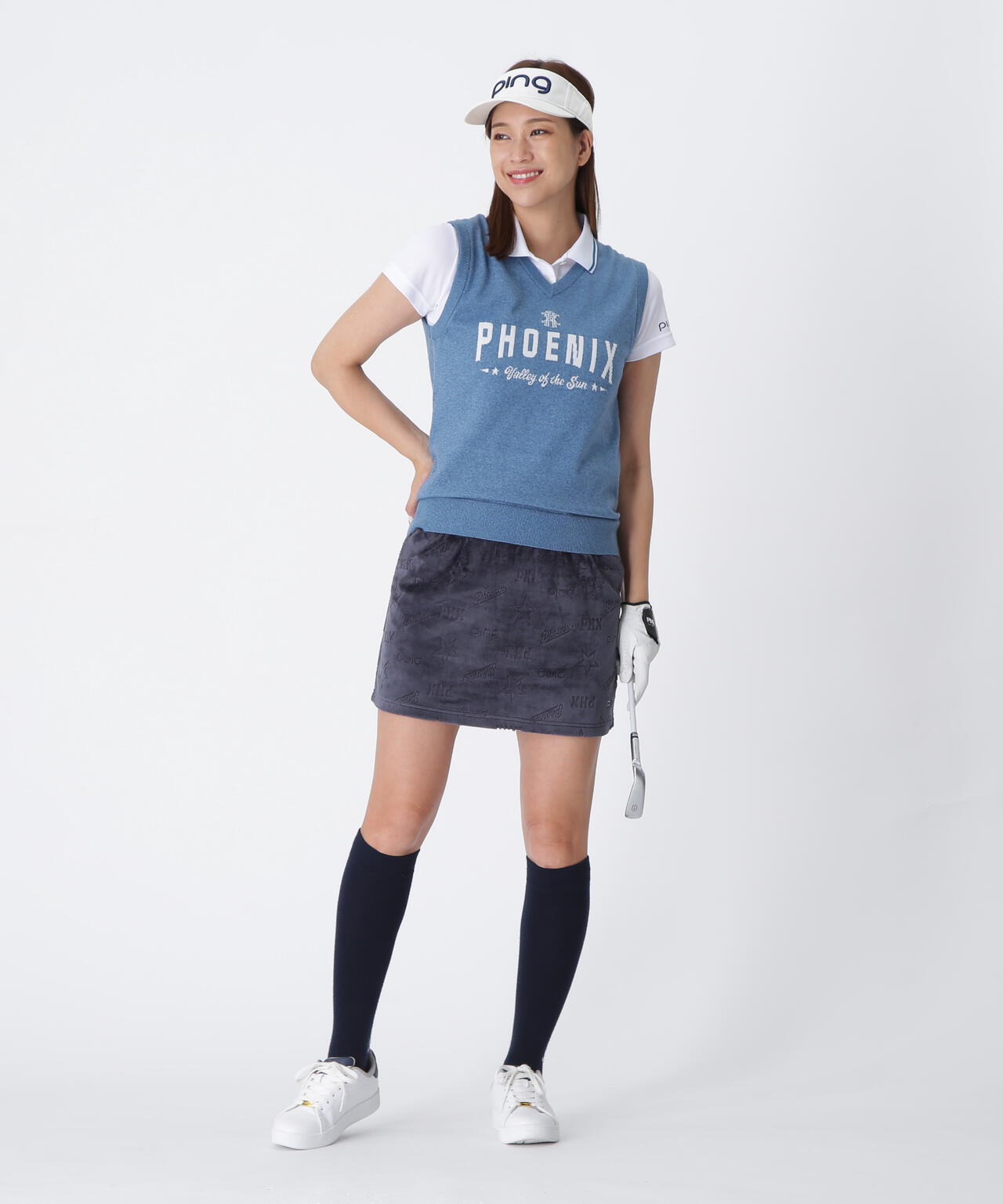 【PING APPAREL】デニムライクニット/カノコ レイヤードツインニット ＜LADIES LINE＞ (LADIES)