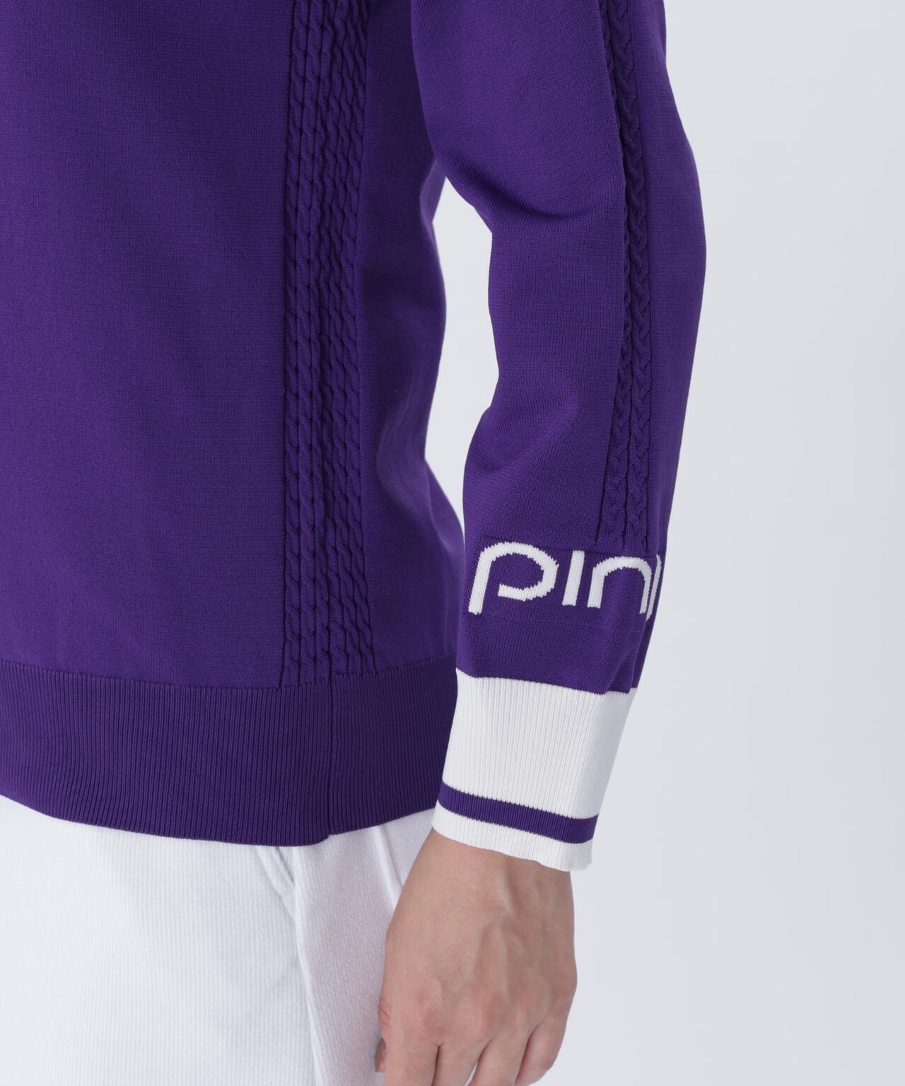 【PING APPAREL】ハーフジップ袖ロゴジャカードニット ＜LADIES LINE＞ (LADIES)