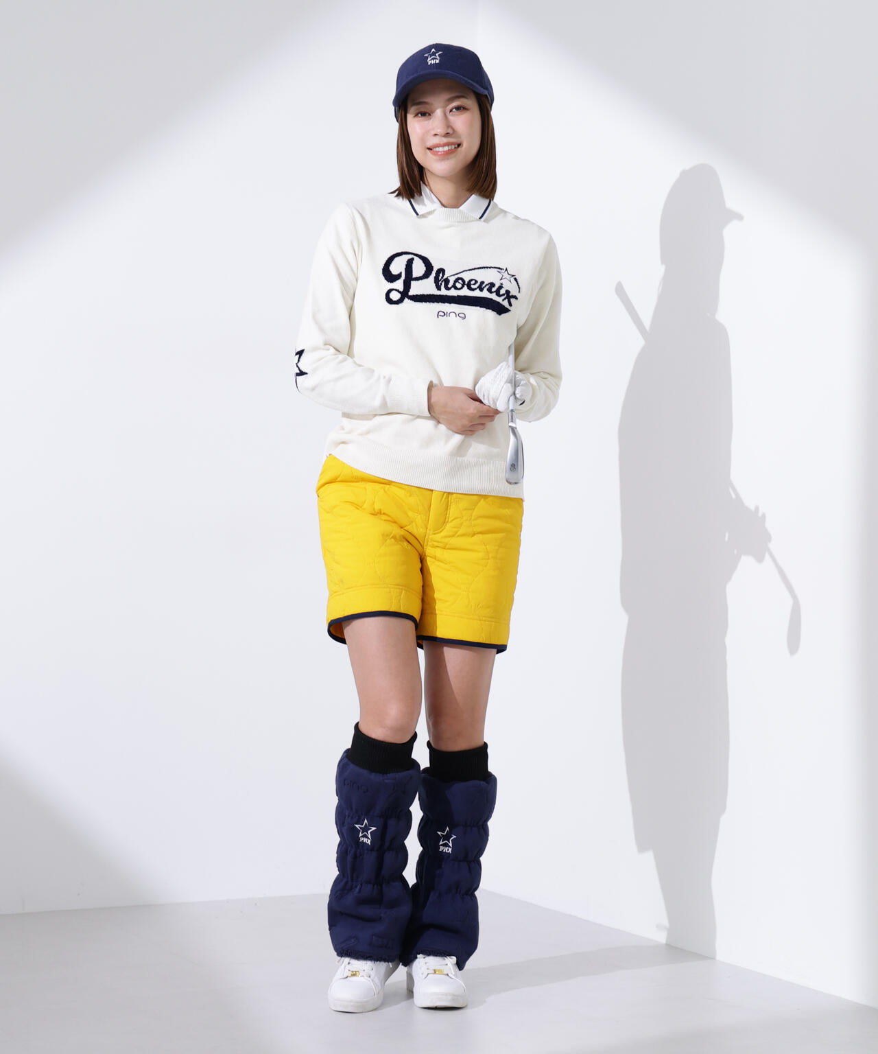 PING APPAREL】フリースエンボス柄レッグウォーマー ＜LADIES LINE