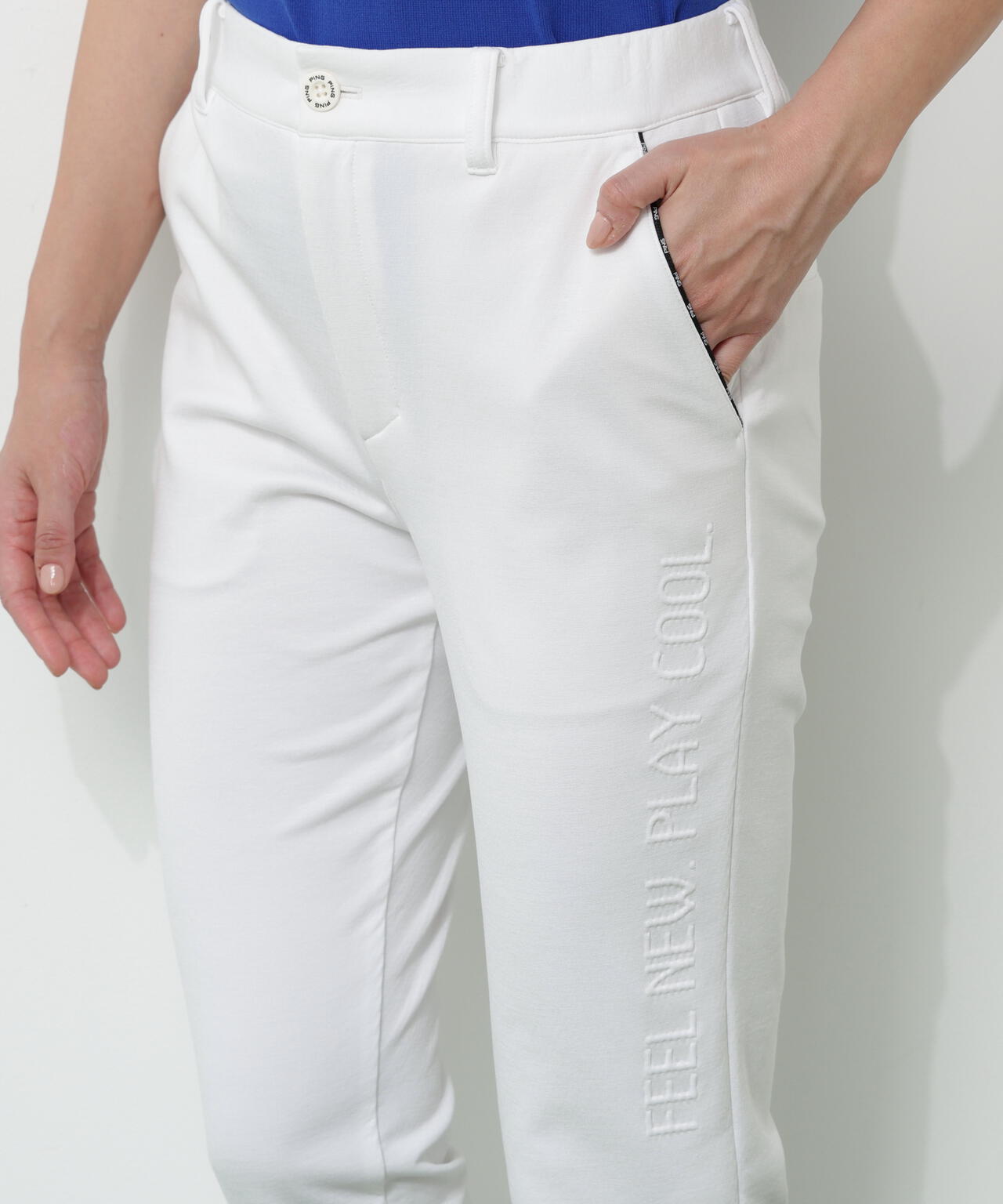 【PING APPAREL】全方向ストレッチ 接結裏メッシュスウェットテーパードパンツ ＜GOLD＞ (LADIES)