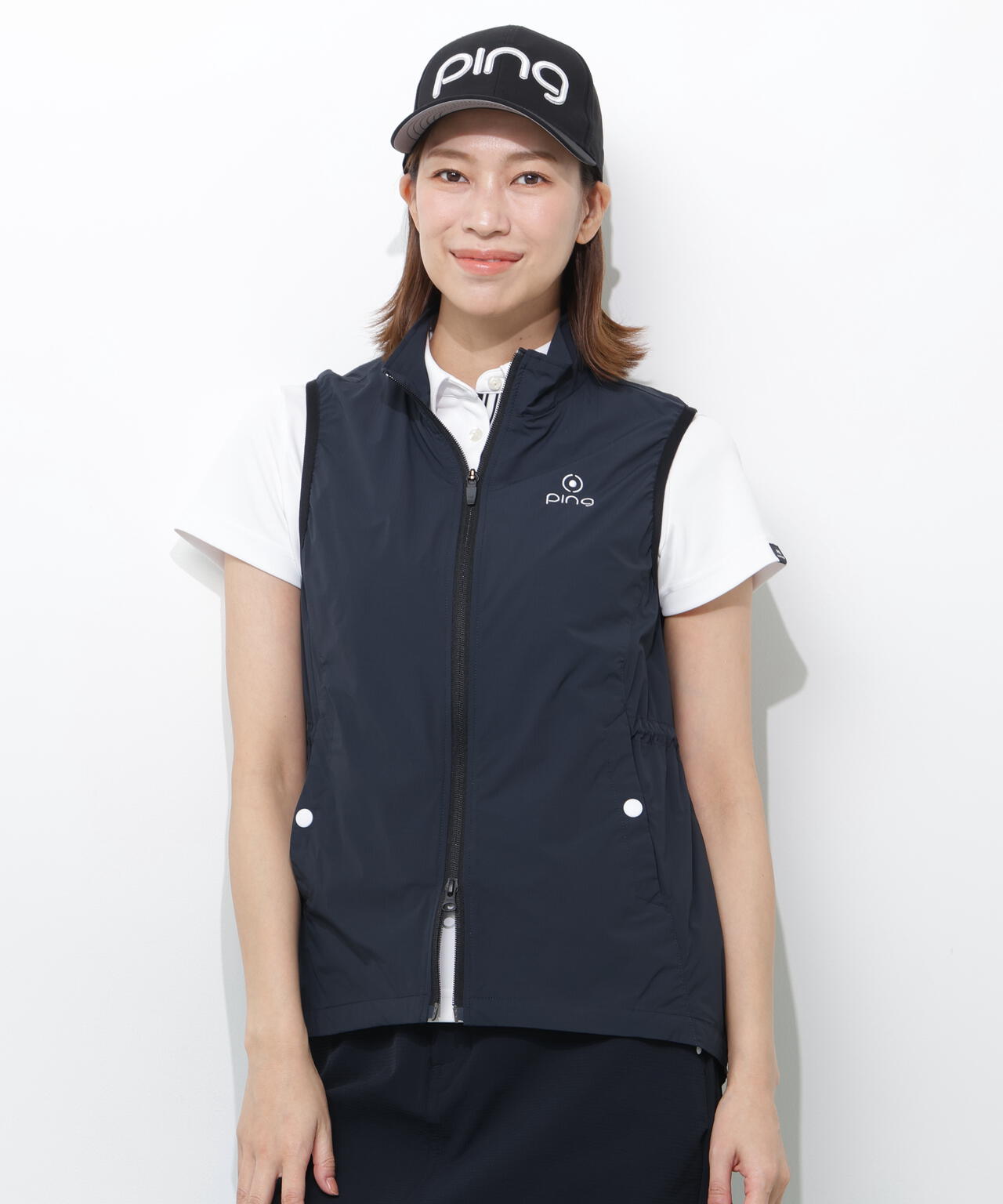 【PING APPAREL】ストレッチリップストップ高機能フルジップベスト ＜GOLD＞ (LADIES)