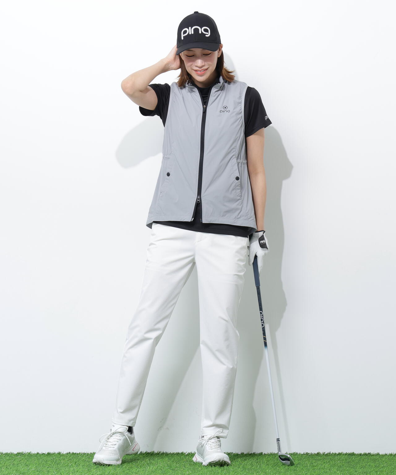 【PING APPAREL】ストレッチリップストップ高機能フルジップベスト ＜GOLD＞ (LADIES)