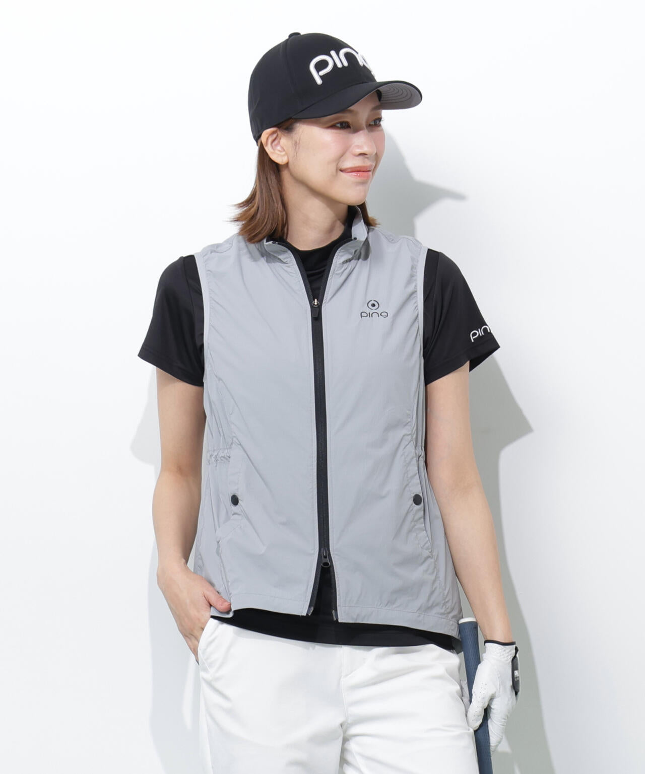 【PING APPAREL】ストレッチリップストップ高機能フルジップベスト ＜GOLD＞ (LADIES)