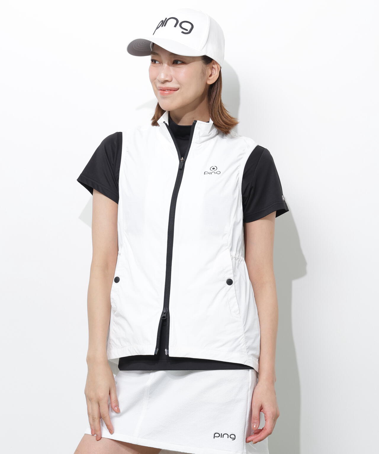【PING APPAREL】ストレッチリップストップ高機能フルジップベスト ＜GOLD＞ (LADIES)