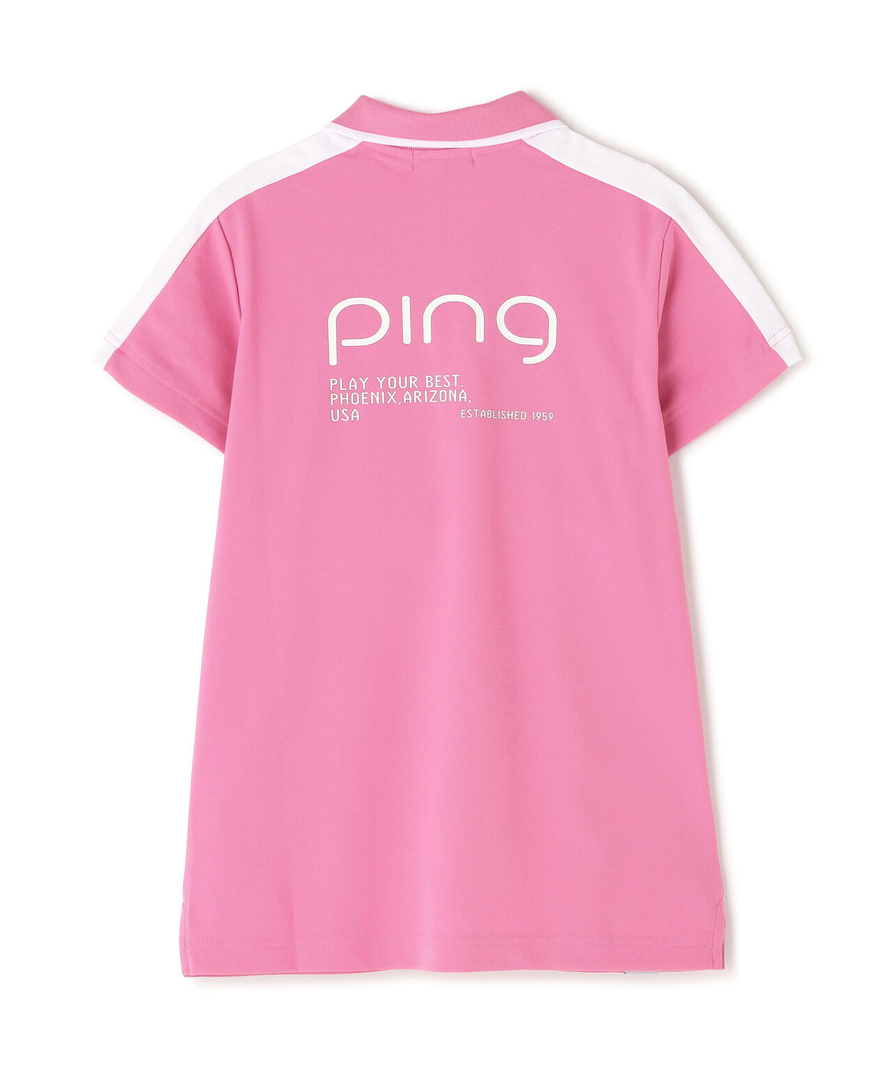 PING APPAREL】切替ロゴテープカノコ半袖ハーフジップポロシャツ