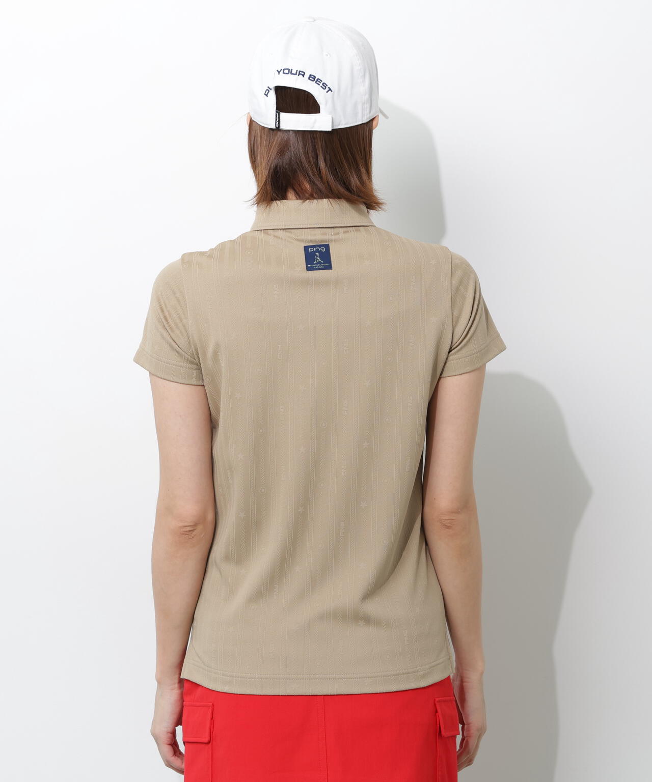 【PING APPAREL】凸凹ストライプジャガード半袖ボタンダウンシャツ ＜NATIVE＞ (LADIES)