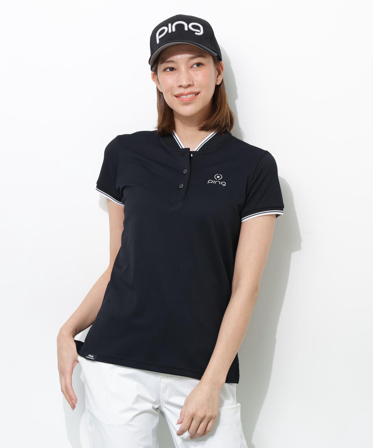 PING APPAREL】スーパーシェルター06ラインリブ半袖カノコポロシャツ