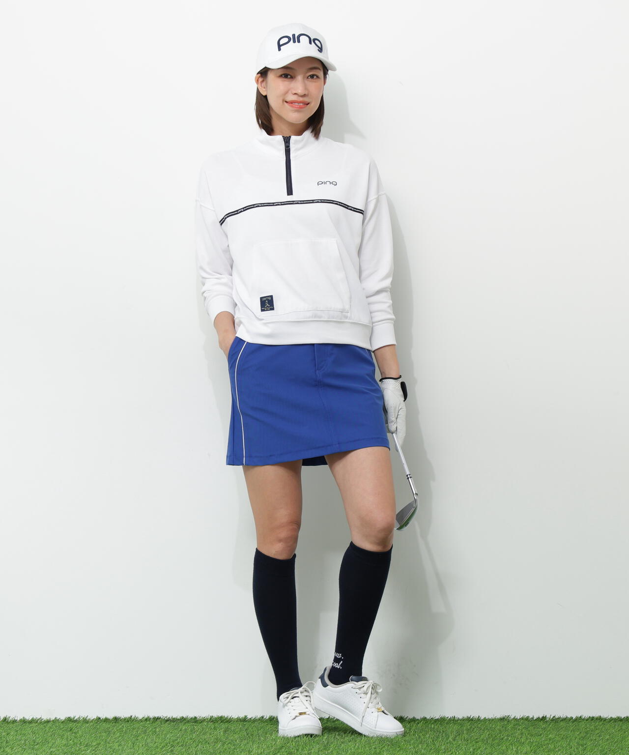 【PING APPAREL】全方向ストレッチダブルフェイスドライミックスアイストーンハーフジップカットソー＜NATIVE＞ (LADIES)