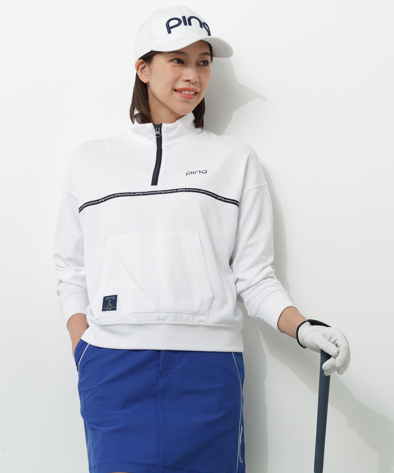 【PING APPAREL】全方向ストレッチダブルフェイスドライミックスアイストーンハーフジップカットソー＜NATIVE＞ (LADIES)