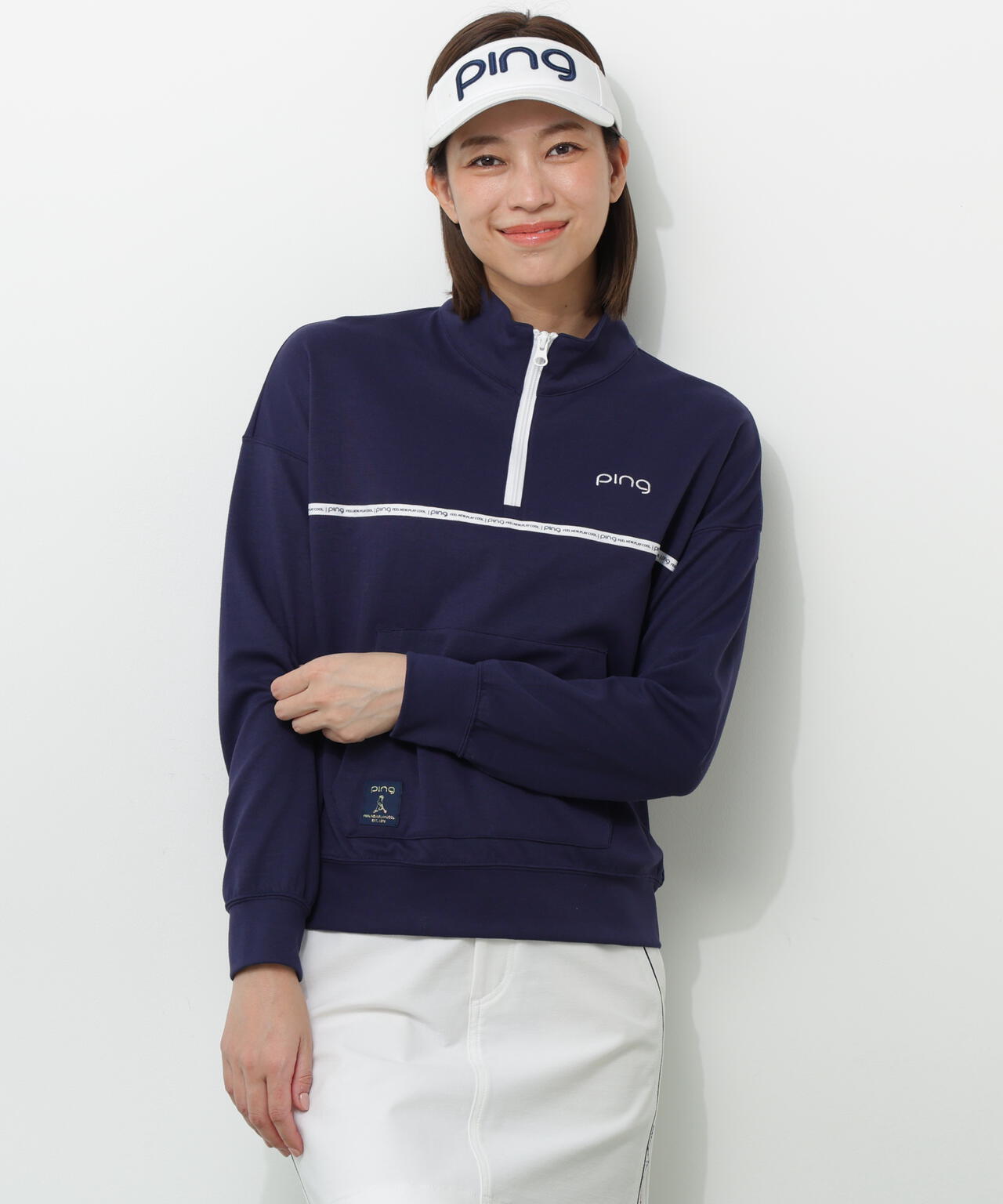 【PING APPAREL】全方向ストレッチダブルフェイスドライミックスアイストーンハーフジップカットソー＜NATIVE＞ (LADIES)