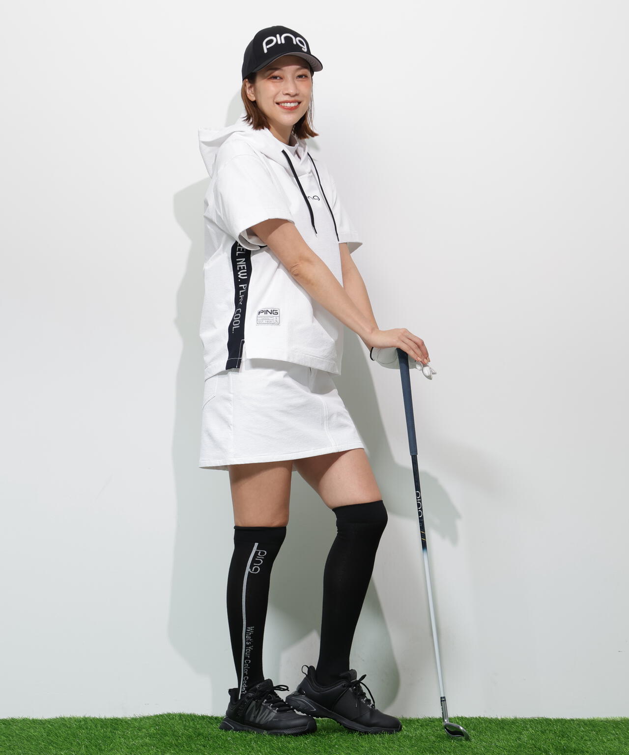 【PING APPAREL】遮熱変形カノコ半袖フーディプルオーバー ＜GOLD＞ (LADIES)