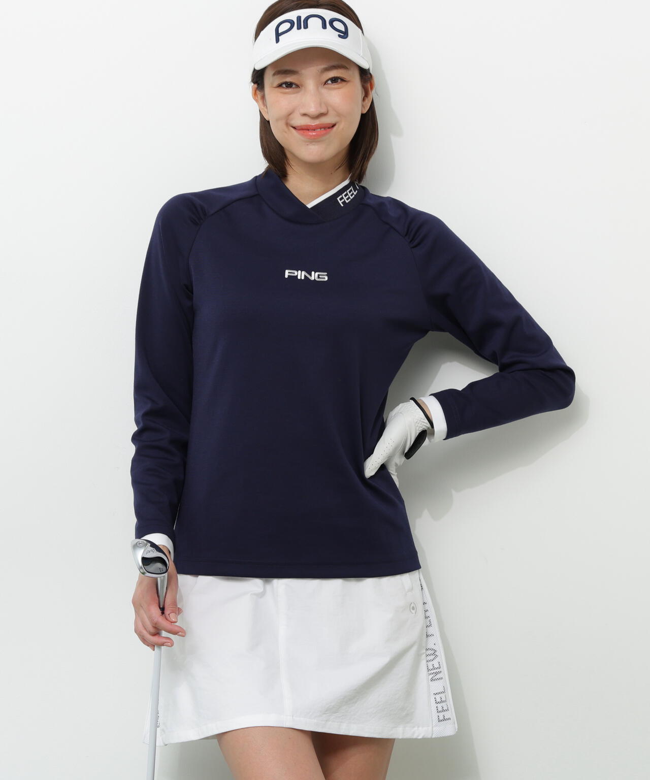 【PING APPAREL】冷感ポンチハイネックシャツ ＜GOLD＞ (LADIES)