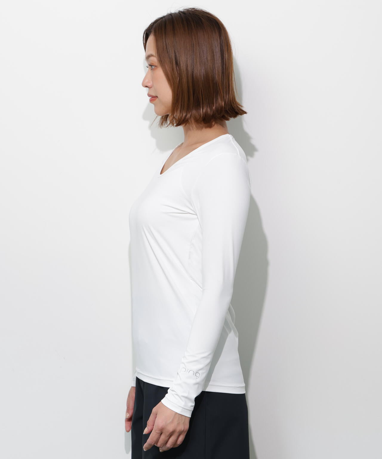 【PING APPAREL】UVカットUネック長袖インナーシャツ ＜GOLD＞ (LADIES)