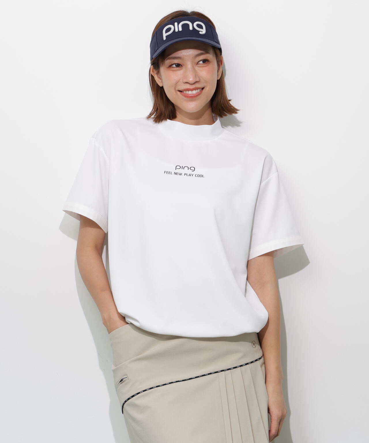 PING APPAREL】サンベール×クールフローカノコ半袖ハイネックシャツ