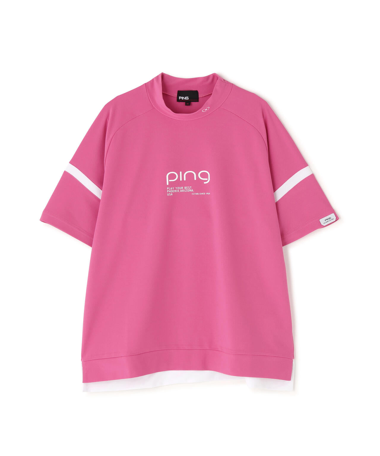 【PING APPAREL】レイブロックエコ配色切替半袖ハイネックシャツ ＜PERFORMANCE＞ (LADIES)