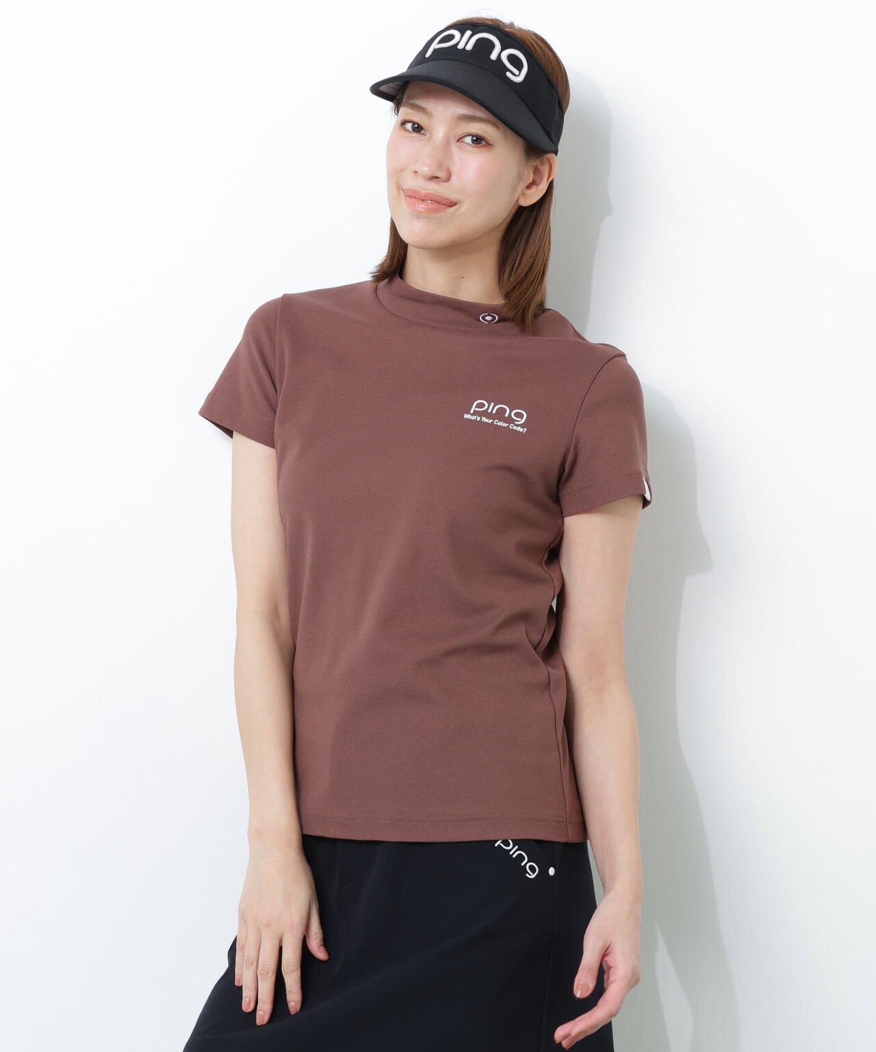 【PING APPAREL】【10カラーシリーズ】PEカノコ半袖ハイネックシャツ ＜NATIVE＞ (LADIES)