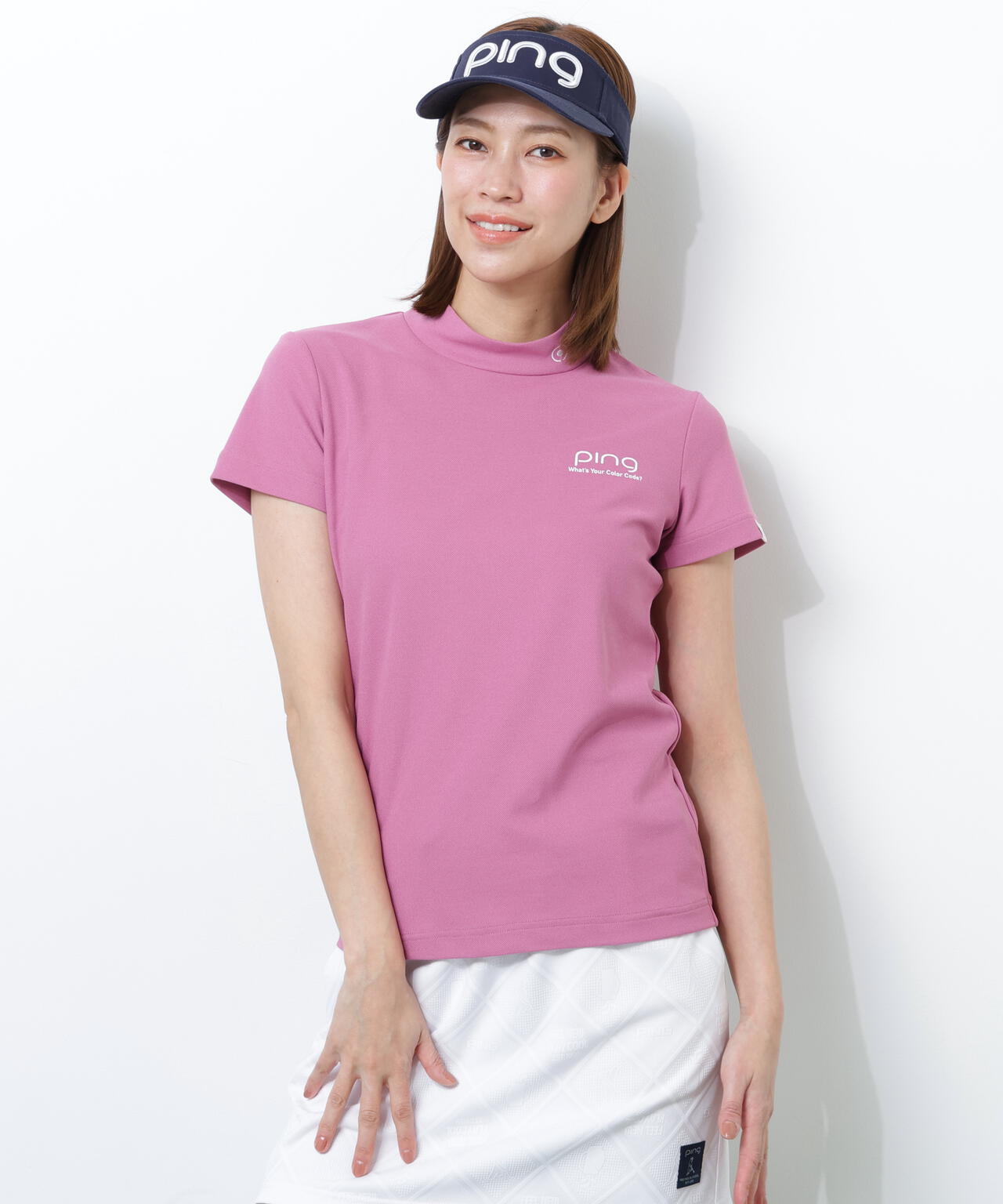 【PING APPAREL】【10カラーシリーズ】PEカノコ半袖ハイネックシャツ ＜NATIVE＞ (LADIES)