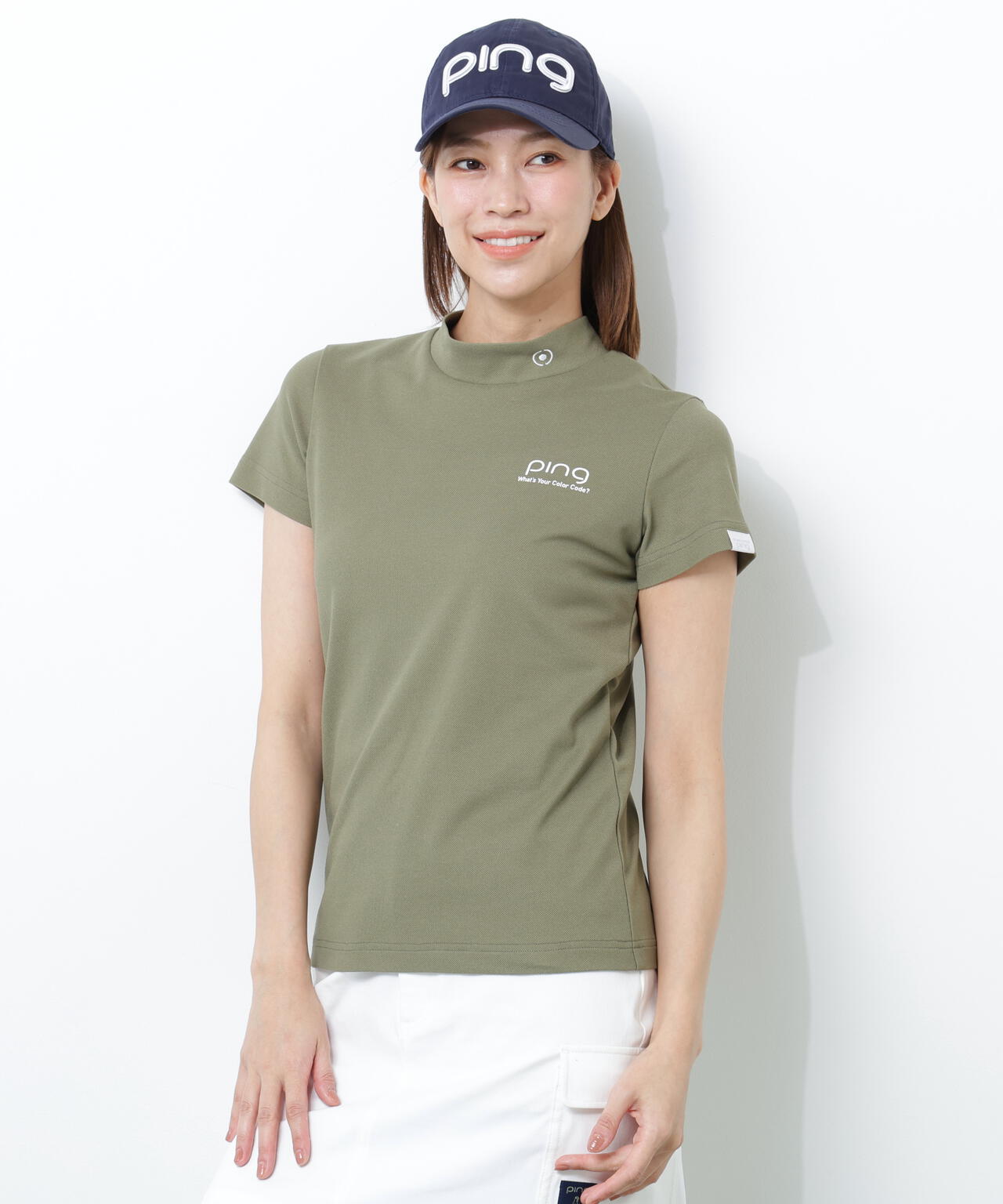 【PING APPAREL】【10カラーシリーズ】PEカノコ半袖ハイネックシャツ ＜NATIVE＞ (LADIES)
