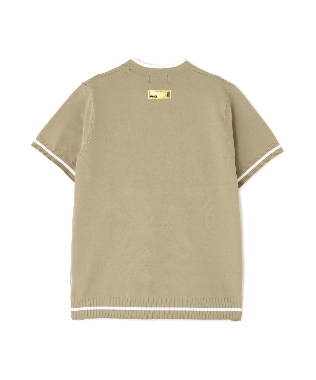 【美品着用少】ピン PING APPAREL GOLD 速乾 半袖 モックネック PING APPAREL】Mr.PINGジャカード半袖ハイネックニット ＜GOLD