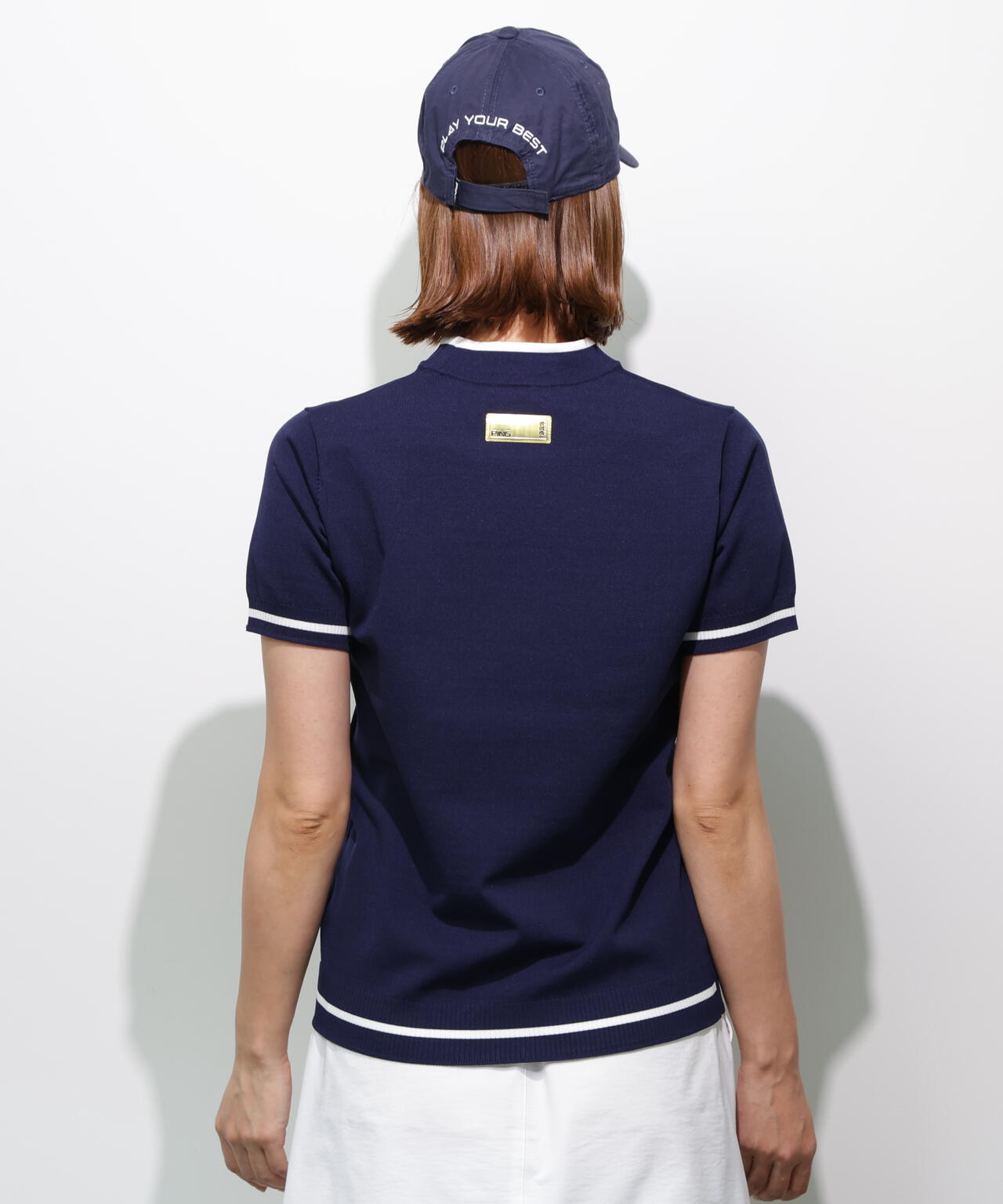 PING APPAREL】Mr.PINGジャカード半袖ハイネックニット ＜GOLD