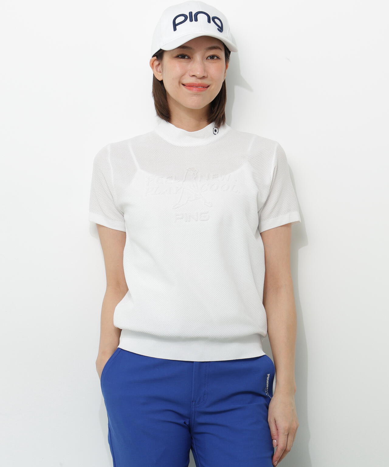 PING APPAREL】Mr.PINGエンボス半袖ハイネックニット ＜NATIVE